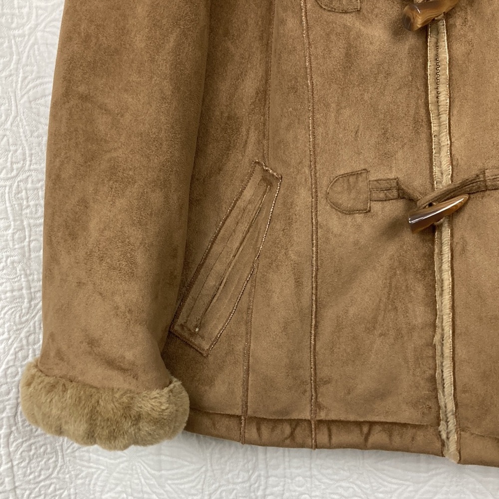 Braetan Women’s Tan Faux Shearling Toggle Coat sz Large - Picture 5 of 14